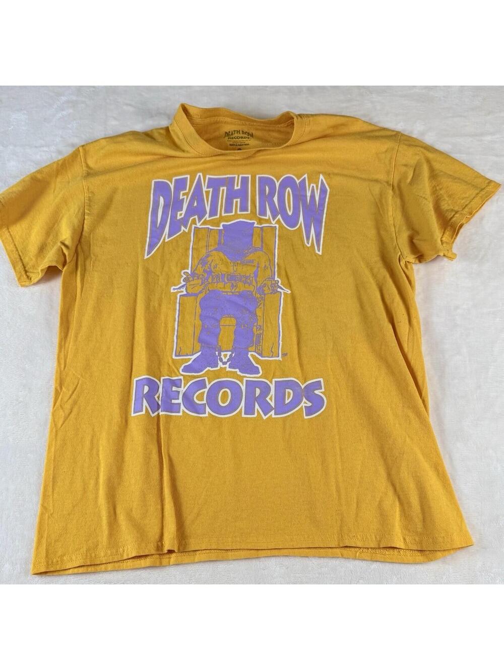 Death Row Records Graphic T Shirt Yellow Purple Logo Mens Size L - Picture 4 of 5